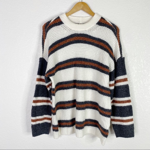 American Eagle Outfitters Sweaters - American Eagle Striped Oversized Waffle Knit Pullover Sweater